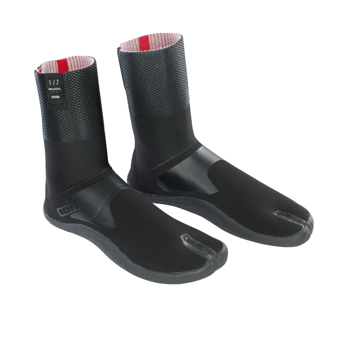 Calzari in neoprene per kitesurf Ion Ballistic Boots 3/2 neri con split esterno Kitepoint.shop Malcesine