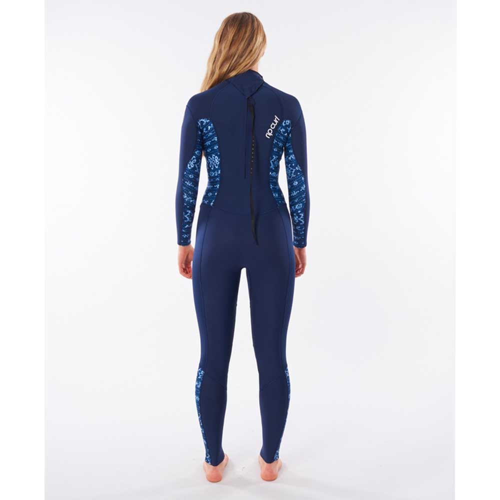 Muta per kitesurf Rip Curl Dawn Patrol 5/3 donna blue con zip posteriore dietro Kitepoint.shop Malcesine