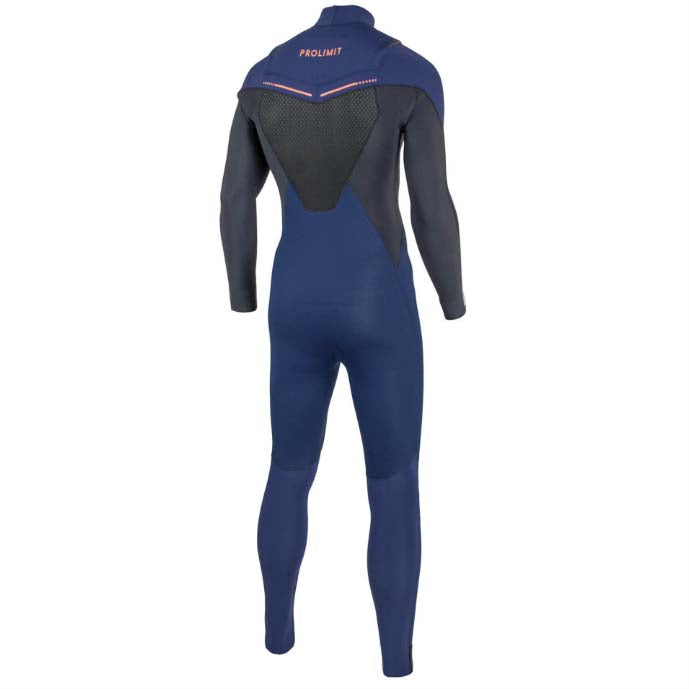 Muta per kitesurf Prolimit Fusion Freezip 3/2 blue zip frontale dietro Kitepoint.shop Malcesine